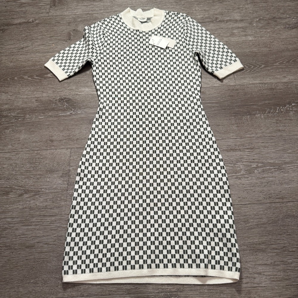 Abercrombie & Fitch Dress‎ Womens Small Checkerboard Sweater Short Sleeve Cotton